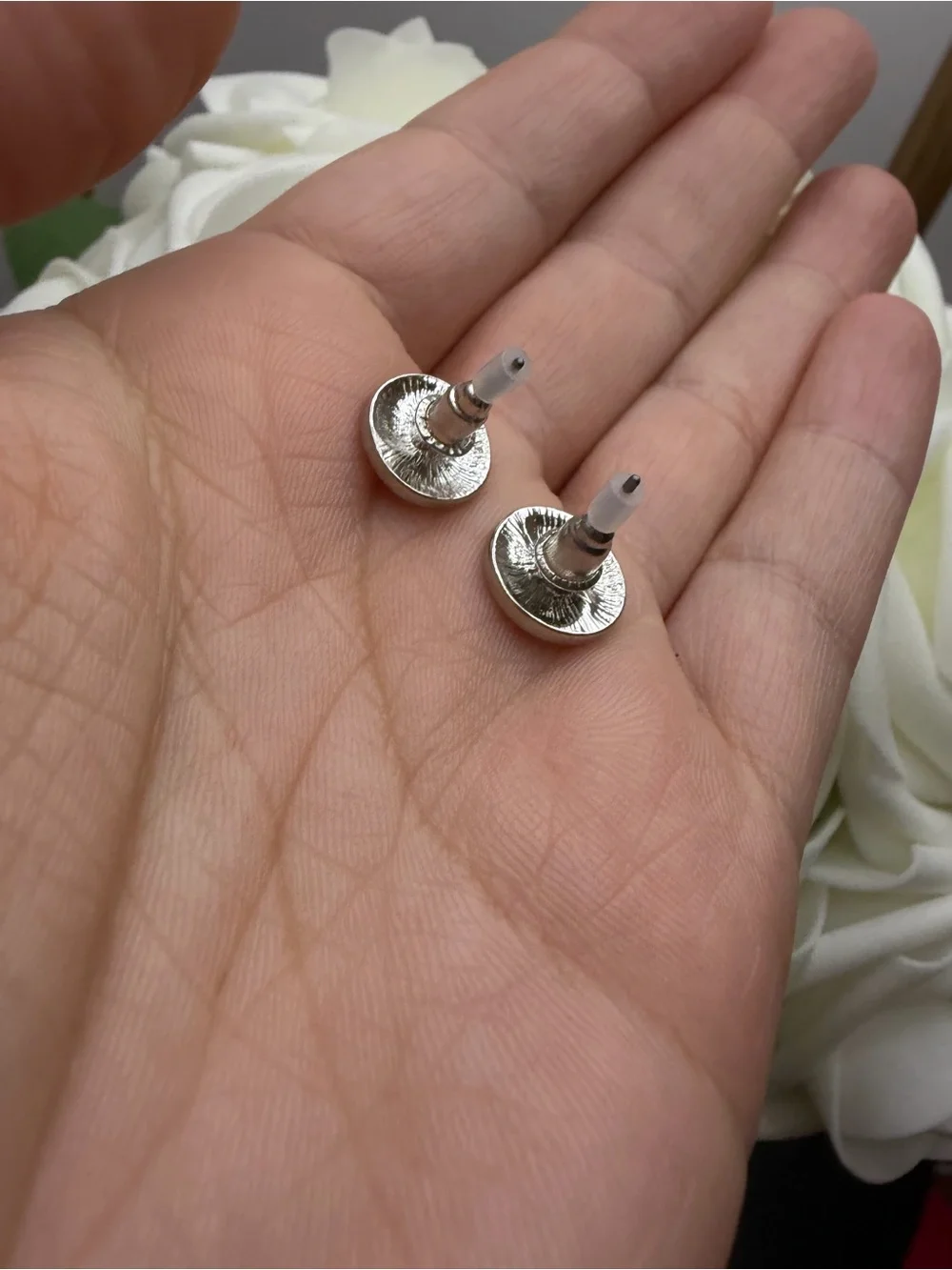 Silver Tone Yin Yang Stud Earrings